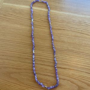 Amethyst and Silver Beaded Long Necklace. 38”
